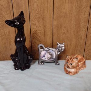 3 pcs Cat Decor Statue Picture Frame Animal